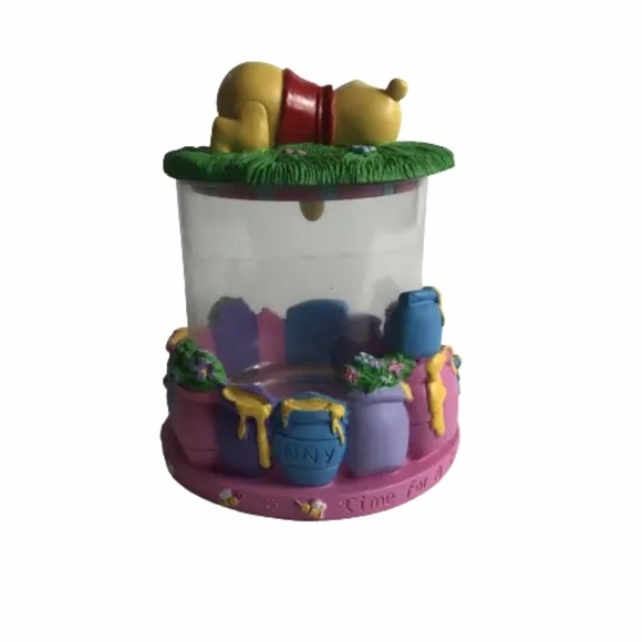 Vintage Houston Harvest Winnie the Pooh Glass Canister With Base and Lid RARE - Picture 3 of 12